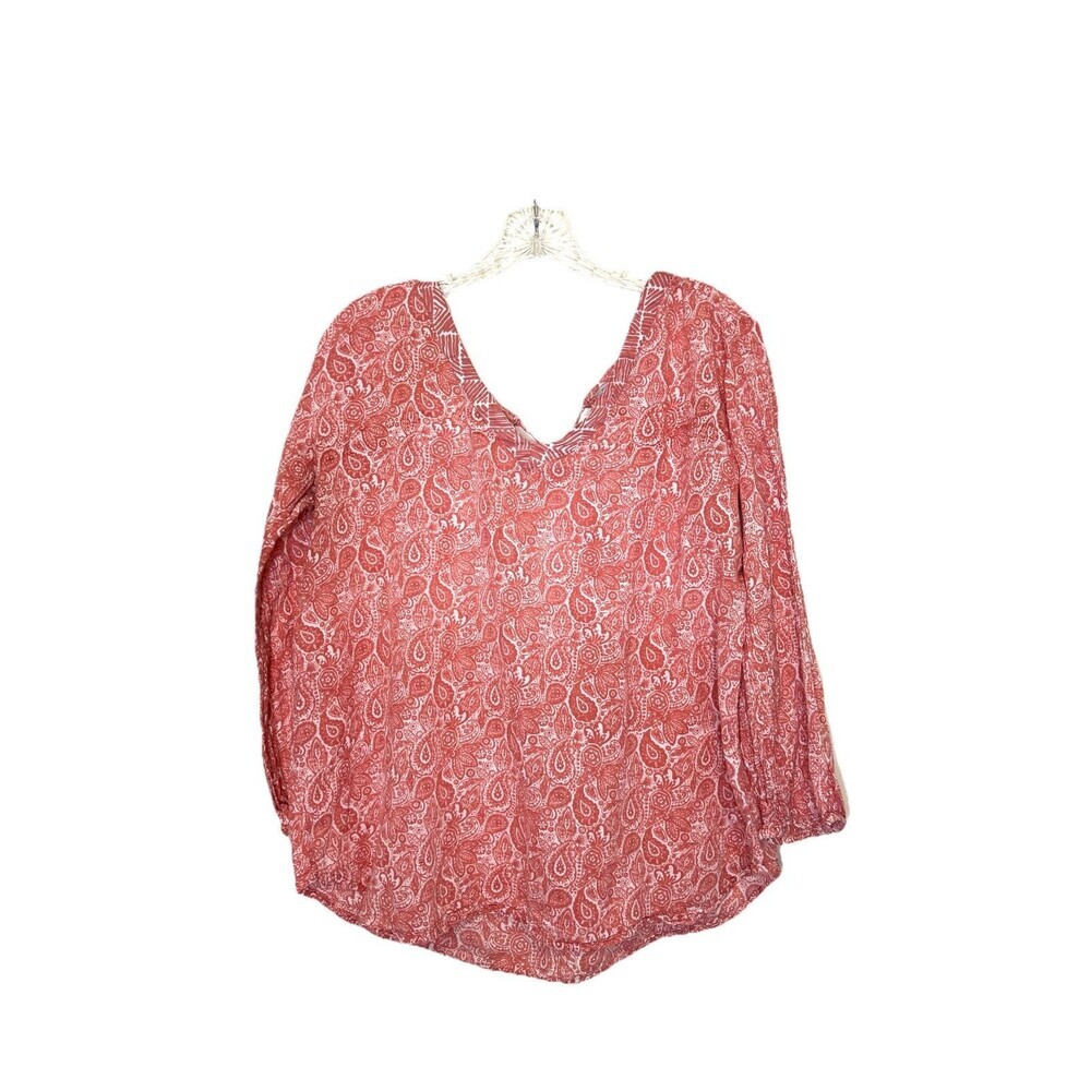 World Market Cotton Boho Paisley Shirt‎ Double V Tasseled Lightweight Size Large